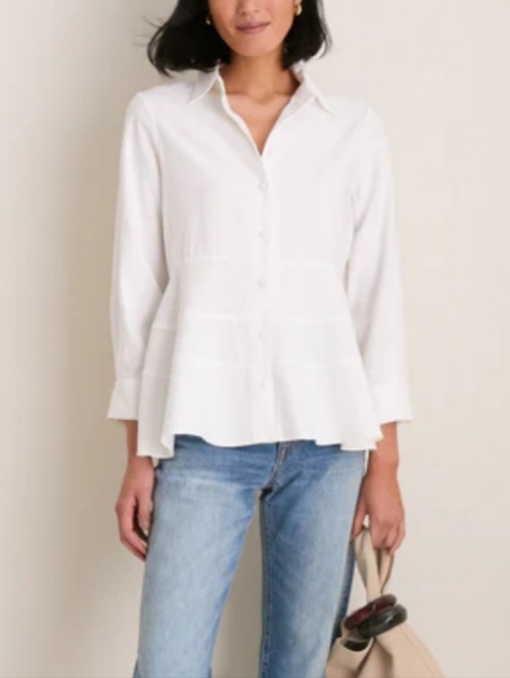 Pomander Place Ashleen White Button-Up Blouse Size Medium
